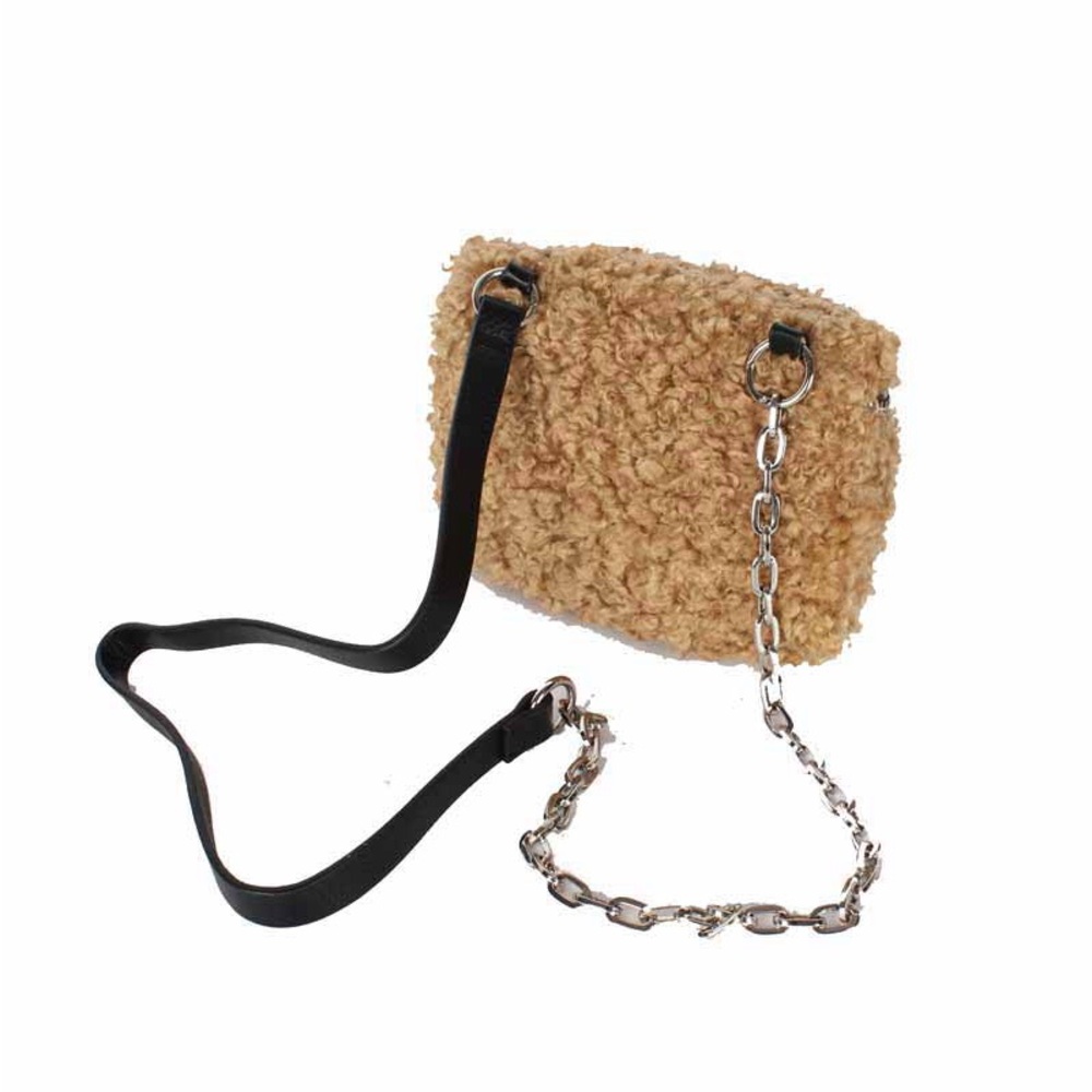 Zara Faux Teddy Fur Pouch Cross Body Pouch Bag - Picture 3 of 9